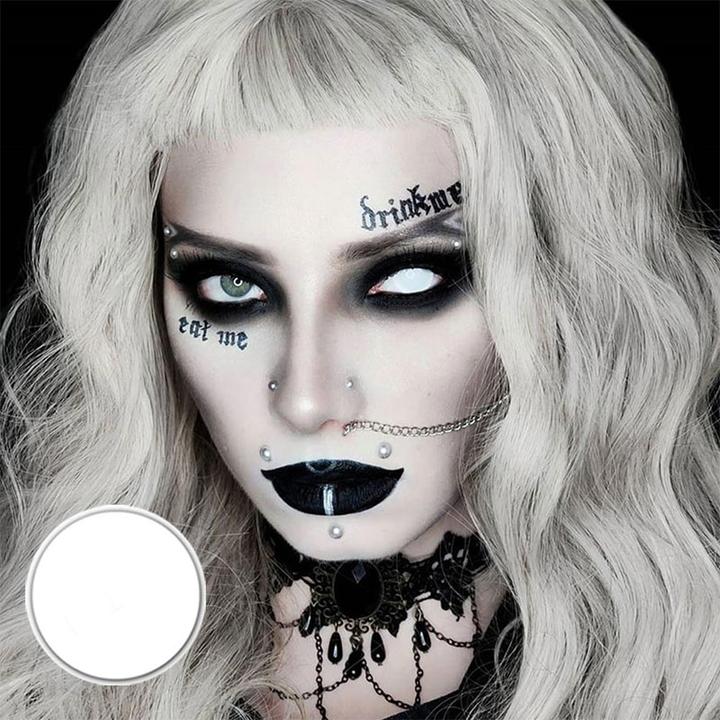 ALL White Blind White Halloween Cosplay Contact Lenses - Uniieye