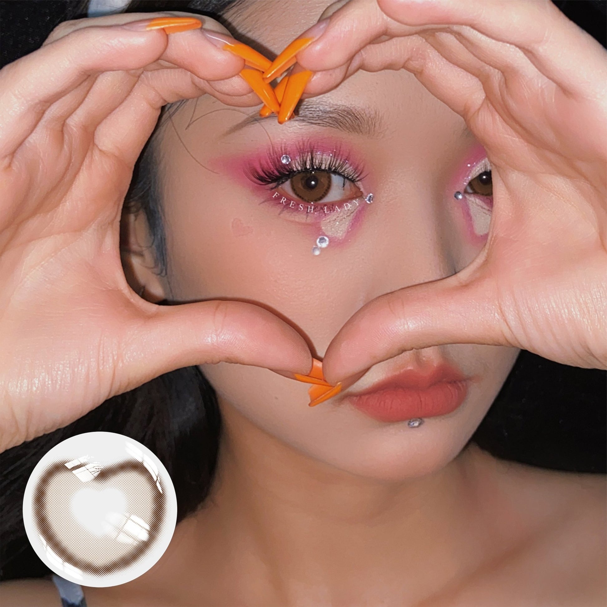 Bubble Heart Brown Contact Lenses - Uniieye